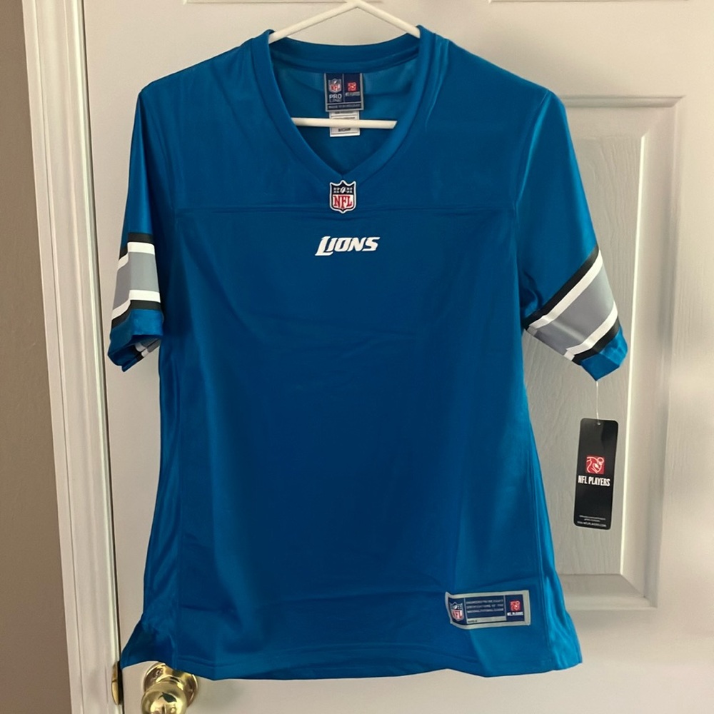 NFL Lions Blue Jersey with Silver Accents